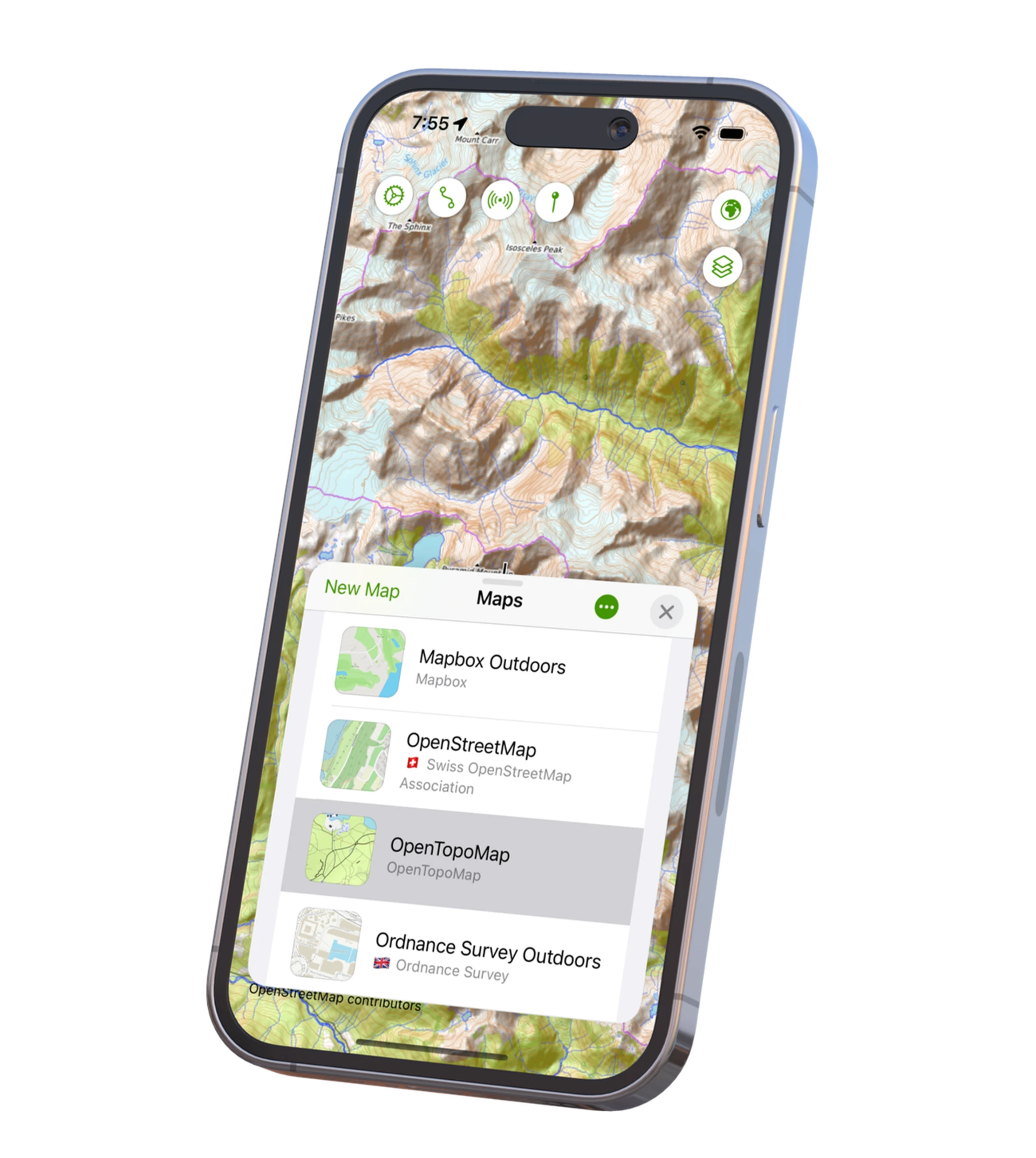 Maptrails for iPhone — topographic map with hiking trails